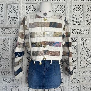 Nativewear Designs Patchwork Cropped Boho Hippie Earthy Jacket Sz Small